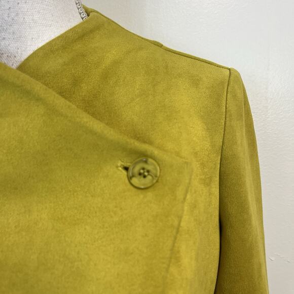 Joseph Ribkoff Jacket Blazer size 6 Lime Green Micro Suede Stretch Career Suit - Picture 4 of 9